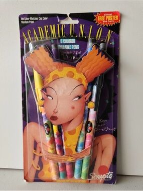 Vintage 1993 Scripto Academic Union Erasable Pens New Bill Mayer 90s Deadstock